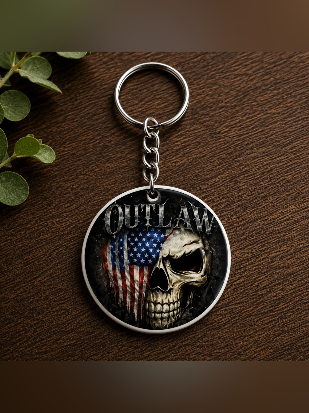 Outlaw Skull Keychain – Patriotic Edge